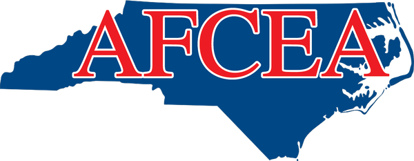 The AFCEA North Carolina chapter logo: the AFCEA wordmark set on the outline of the state of North Carolina